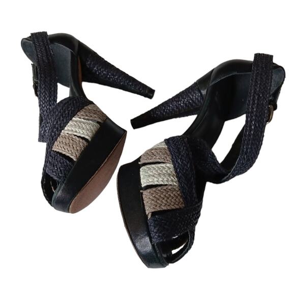 STUART WEITZMAN Raffia Rattan Straw Heels 8.5 Artsy Pumps Event Office Career - Picture 7 of 11